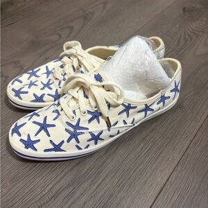 Keds x Kate Spade Star Fish Tennis Shoes Blue Canvas Preppy Nautical Nantucket